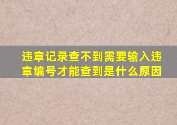 违章记录查不到需要输入违章编号才能查到是什么原因