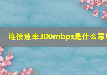 连接速率300mbps是什么意思