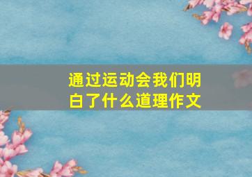 通过运动会我们明白了什么道理作文