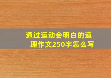 通过运动会明白的道理作文250字怎么写