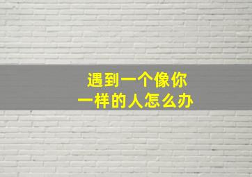 遇到一个像你一样的人怎么办