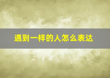 遇到一样的人怎么表达