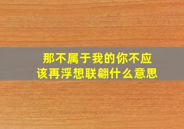 那不属于我的你不应该再浮想联翩什么意思