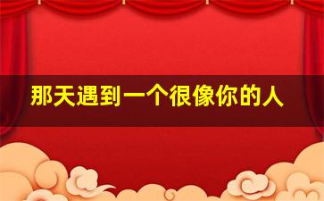 那天遇到一个很像你的人