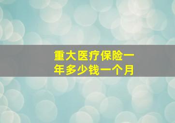 重大医疗保险一年多少钱一个月