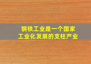 钢铁工业是一个国家工业化发展的支柱产业