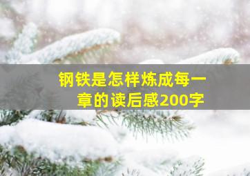 钢铁是怎样炼成每一章的读后感200字