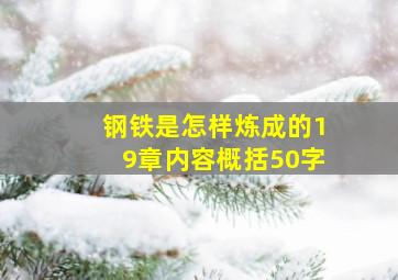 钢铁是怎样炼成的19章内容概括50字