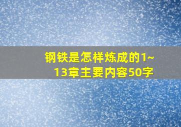 钢铁是怎样炼成的1~13章主要内容50字