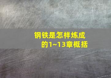 钢铁是怎样炼成的1~13章概括