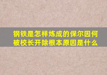 钢铁是怎样炼成的保尔因何被校长开除根本原因是什么