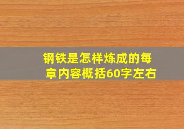 钢铁是怎样炼成的每章内容概括60字左右