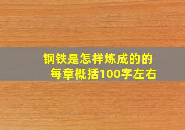 钢铁是怎样炼成的的每章概括100字左右