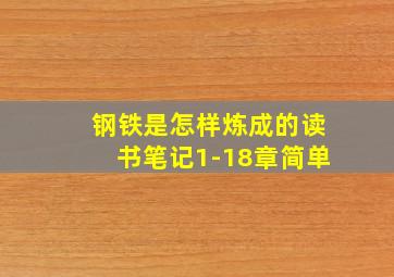 钢铁是怎样炼成的读书笔记1-18章简单