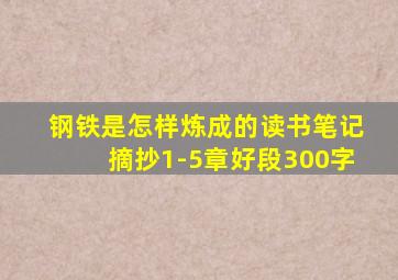 钢铁是怎样炼成的读书笔记摘抄1-5章好段300字