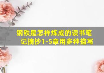 钢铁是怎样炼成的读书笔记摘抄1-5章用多种描写