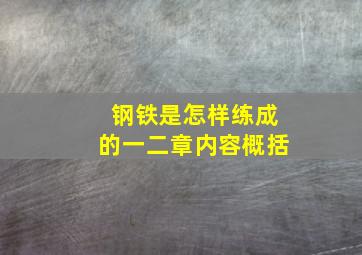 钢铁是怎样练成的一二章内容概括