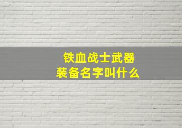 铁血战士武器装备名字叫什么