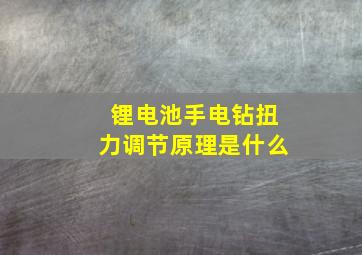 锂电池手电钻扭力调节原理是什么