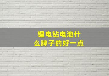 锂电钻电池什么牌子的好一点