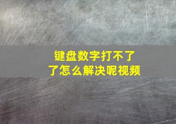 键盘数字打不了了怎么解决呢视频