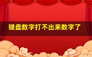 键盘数字打不出来数字了