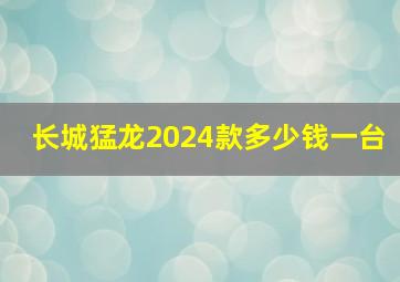 长城猛龙2024款多少钱一台