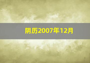 阴历2007年12月