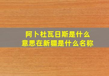 阿卜杜瓦日斯是什么意思在新疆是什么名称