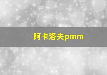 阿卡洛夫pmm