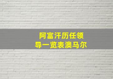 阿富汗历任领导一览表澳马尔