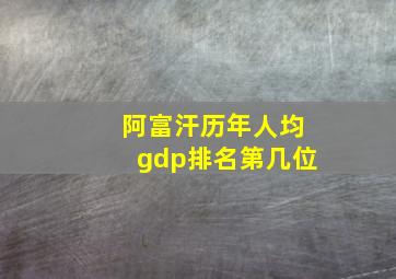 阿富汗历年人均gdp排名第几位