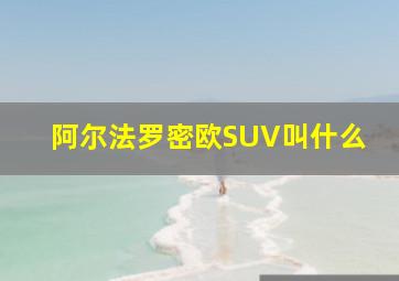 阿尔法罗密欧SUV叫什么