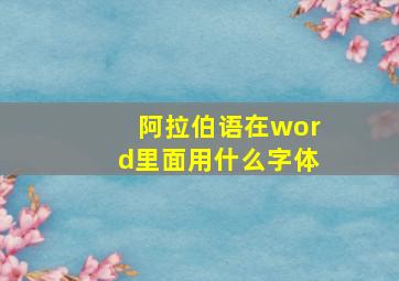 阿拉伯语在word里面用什么字体