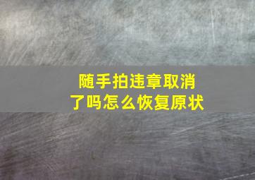 随手拍违章取消了吗怎么恢复原状