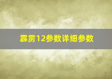 霹雳12参数详细参数