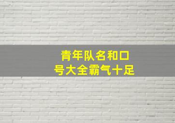 青年队名和口号大全霸气十足