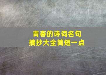 青春的诗词名句摘抄大全简短一点