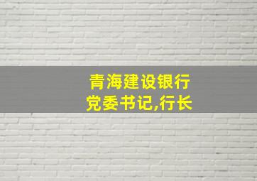 青海建设银行党委书记,行长