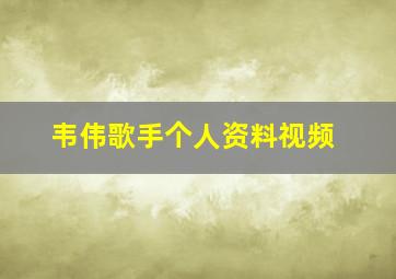 韦伟歌手个人资料视频