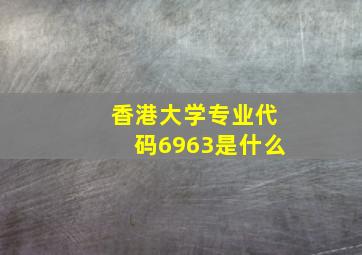 香港大学专业代码6963是什么