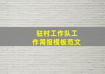 驻村工作队工作简报模板范文