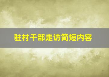 驻村干部走访简短内容