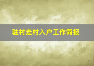 驻村走村入户工作简报