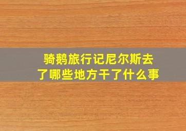 骑鹅旅行记尼尔斯去了哪些地方干了什么事