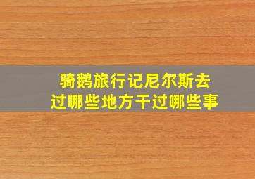 骑鹅旅行记尼尔斯去过哪些地方干过哪些事