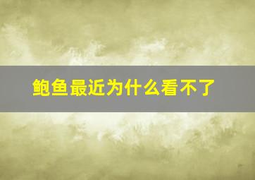 鲍鱼最近为什么看不了