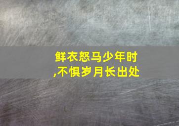 鲜衣怒马少年时,不惧岁月长出处