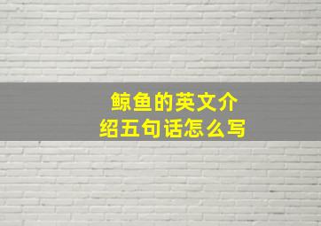 鲸鱼的英文介绍五句话怎么写