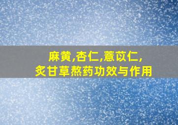 麻黄,杏仁,薏苡仁,炙甘草熬药功效与作用